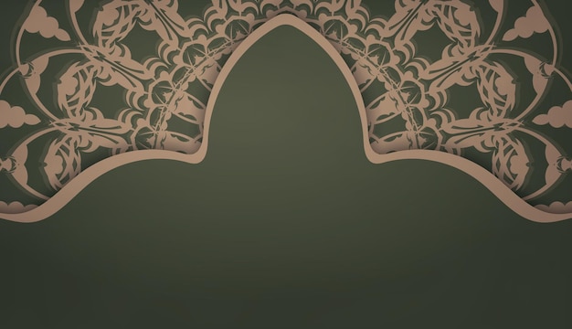 Baner de cor verde com luxuoso ornamento marrom para desenho sob o logotipo ou texto