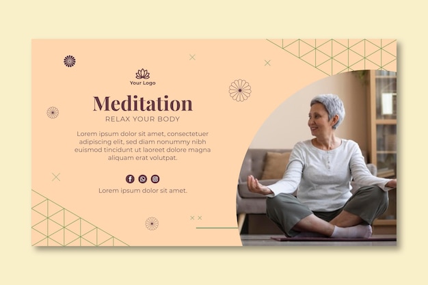 Baner de meditação e atenção plena