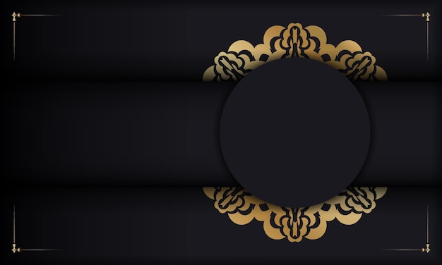 Baner em preto com um luxuoso padrão dourado e um lugar para seu logotipo