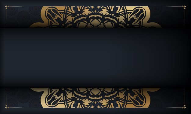 Baner em preto com um luxuoso padrão dourado e um lugar para seu texto