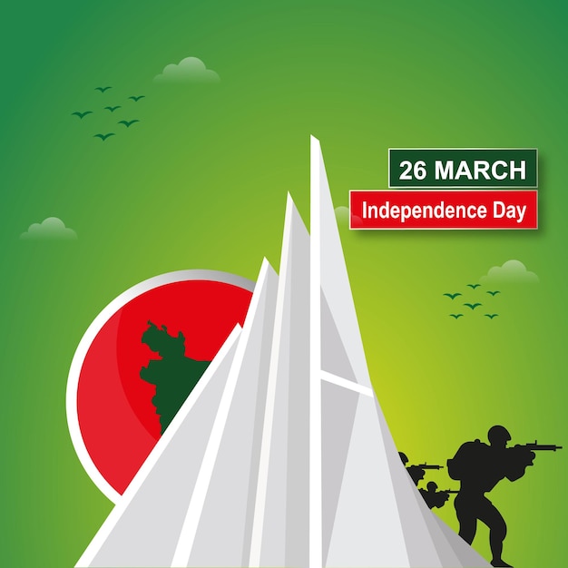 Bangladesh independente e design de cartaz do dia da vitória com monumento nacional dos mártires