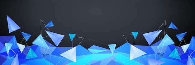 Banner abstrato azul com linha geométrica, polígono. Fundo de rede de desenho vetorial. Ciência moderna, conceito de tecnologia de química para site, negócios, banner da web, modelo ou folheto