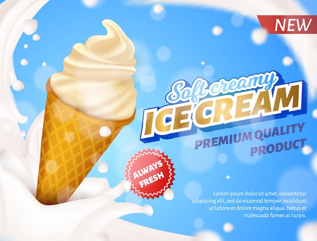 Banner advertising ice cream cone qualidade premium