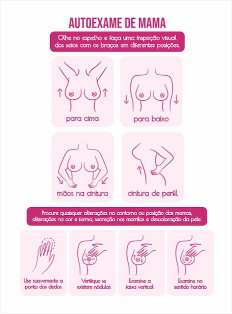Vetor banner autoexame campanha outubro rosa em português brasil