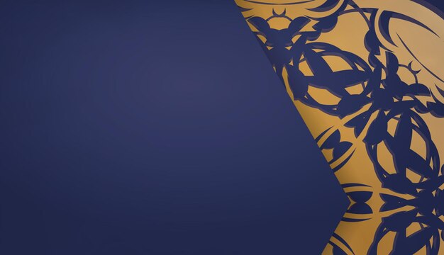 Banner azul escuro com enfeite de ouro vintage para design de logotipo