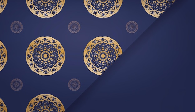 Banner azul escuro com ornamentos de ouro antigos e espaço para logotipo ou texto