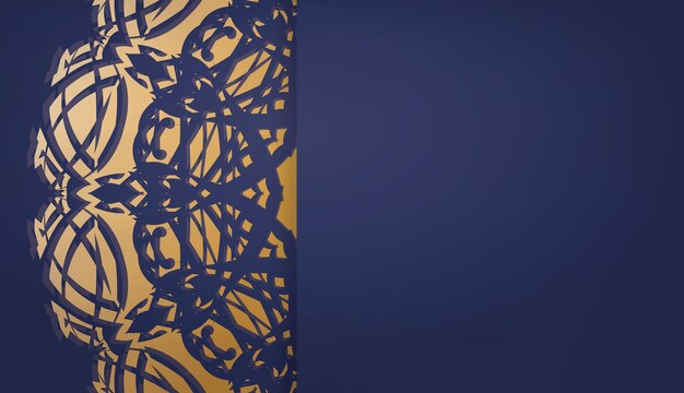 Banner azul escuro com padrão dourado indiano e colocado abaixo do texto