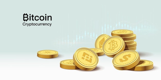 Vetor banner bitcoin btc. fundo de banner do conceito de criptomoeda bitcoin.