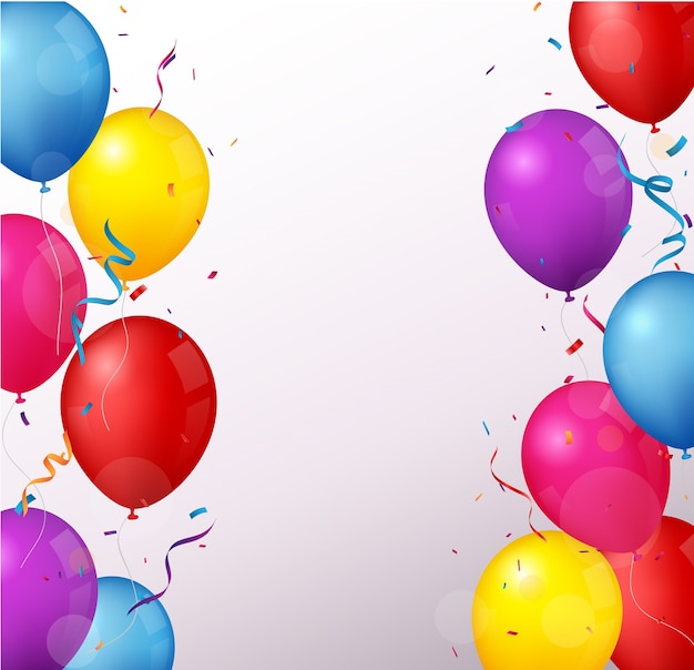 Banner colorido de comemoração de aniversário com balões