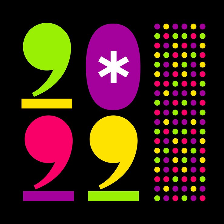 Vetor banner colorido de feliz ano novo 2022 em números de fundo preto de sinal de texto diferente