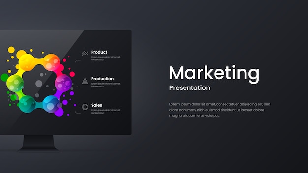 Vetor banner colorido do modelo de monitor de marketing corporativo criativo