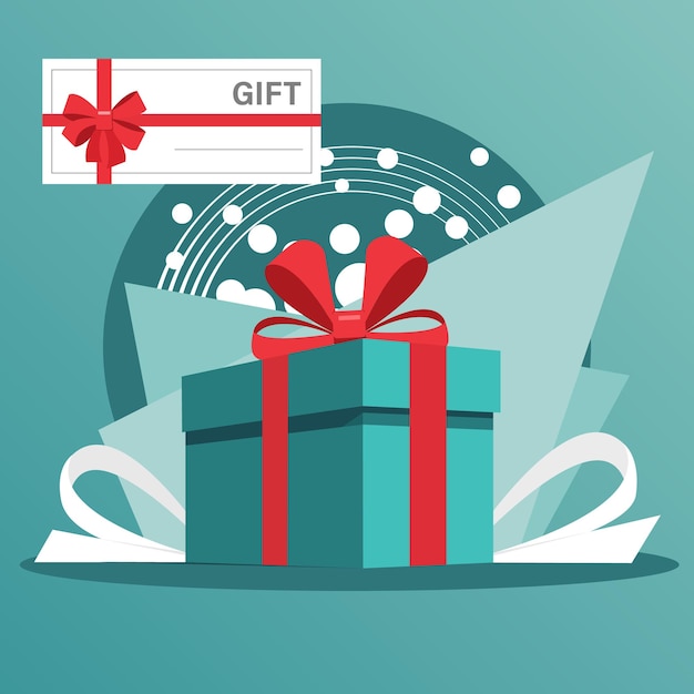 Banner com caixa de presente e voucher para compras durante a venda ilustração vetorial de oferta especial