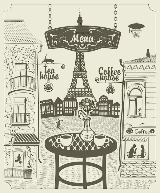 Banner com restaurante de rua parisiense