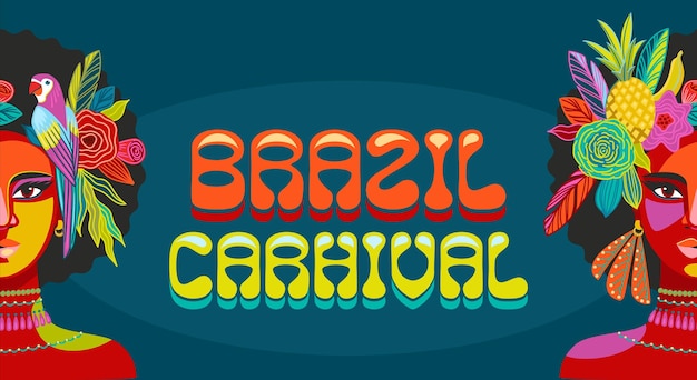 Vetor banner com retrato de mulher em roupa de carnaval brasileiro design para conceito de carnaval e outros