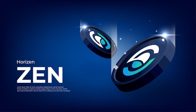 Banner com tema de moeda criptográfica de moeda horizen zen