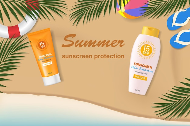 Banner cosmético uv de proteção solar, verão