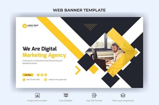 Banner criativo da web de negócios e modelo de miniatura do youtube