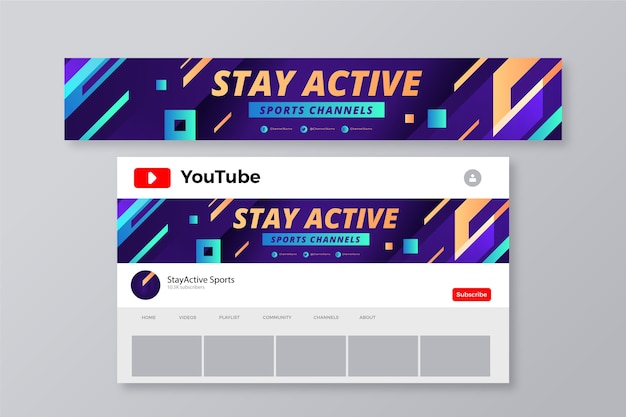 Banner criativo em gradiente colorido do youtube