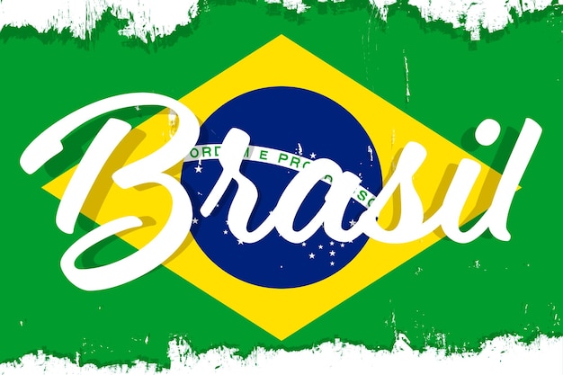 Banner da bandeira do brasil com pincel grunge