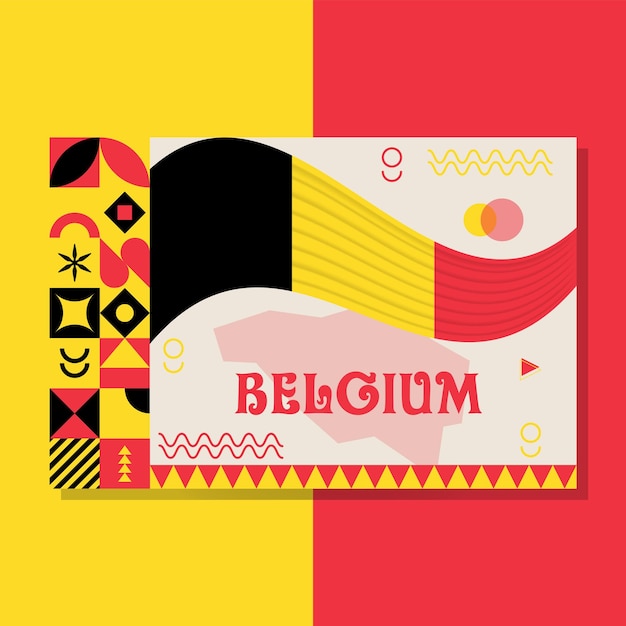 Banner da bélgica com design cultural. projeto do dia nacional para a celebração da bélgica