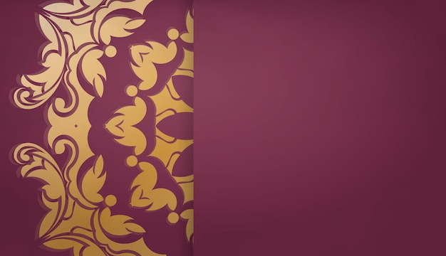 Banner da borgonha com enfeites de ouro abstratos e um lugar para seu logotipo