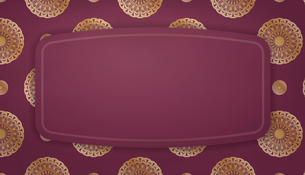 Banner da Borgonha com ornamentos de ouro indiano e local para texto