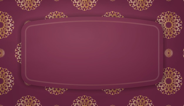 Banner da Borgonha com padrão dourado vintage para desenho sob o seu logotipo