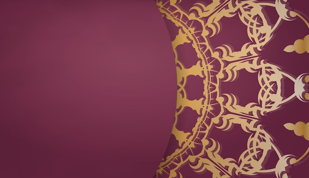 Banner da Borgonha com padrão ouro vintage e espaço de logotipo