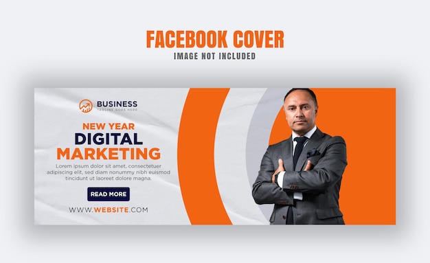 Banner da capa do facebook digital de ano novo