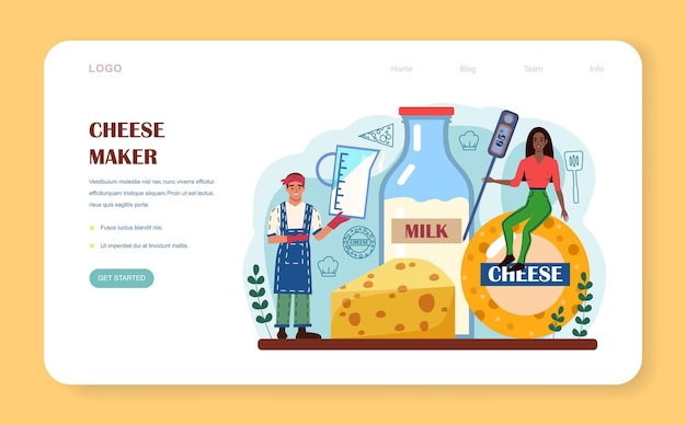 Banner da web de fabricante de queijo ou criação de chef profissional de página de destino