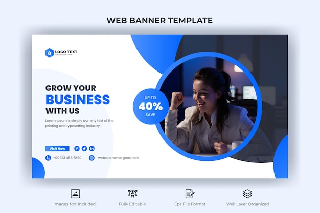 Banner da web de marketing empresarial criativo e modelo de miniatura do YouTube