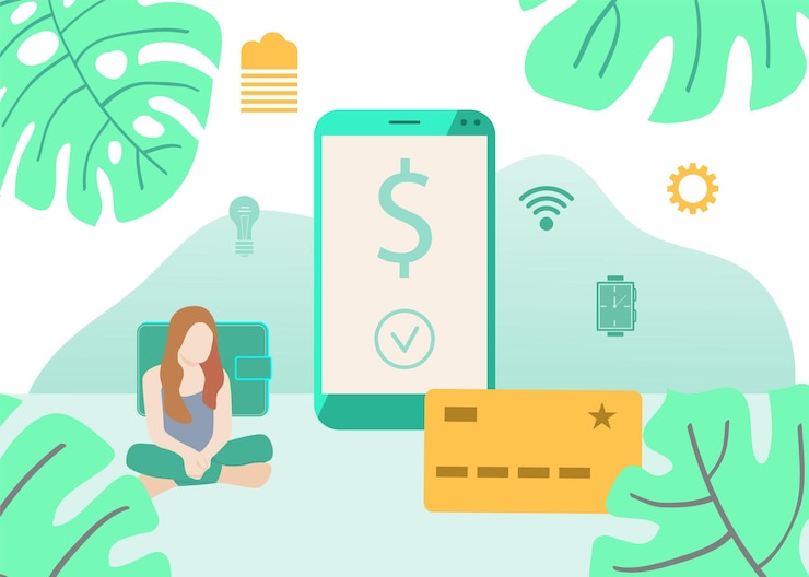 Vetor banner da web de pagamentos sem contato com ícones de cartão e smartphone em estilo simples