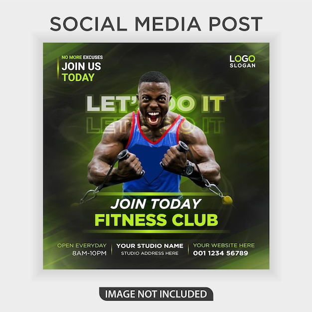 Vetor banner da web do clube de fitness e postagem de mídia social