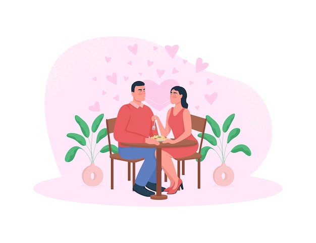 Banner da web do jantar romântico, pôster. casal come macarrão.