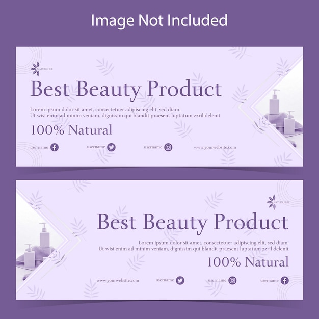 Vetor banner da web instagram e facebook ad banner para cosméticos e conjunto de produtos de beleza