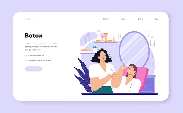 Banner da web ou página de destino do cosmetologista. Cuidados com a pele e procedimento de tratamento