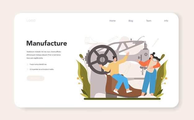 Banner da web ou página de destino do sapateiro. Artesão de avental