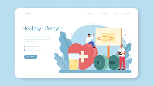 Banner da web ou página de destino para aulas de estilo de vida saudável