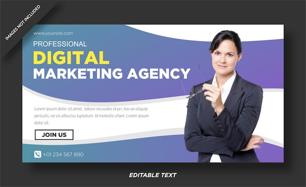 Vetor banner da web para agência de marketing digital e modelo de mídia social