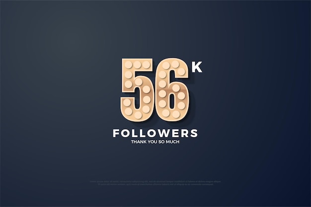 Banner de 56k seguidores com uma textura de número de celebração muito clássica e única