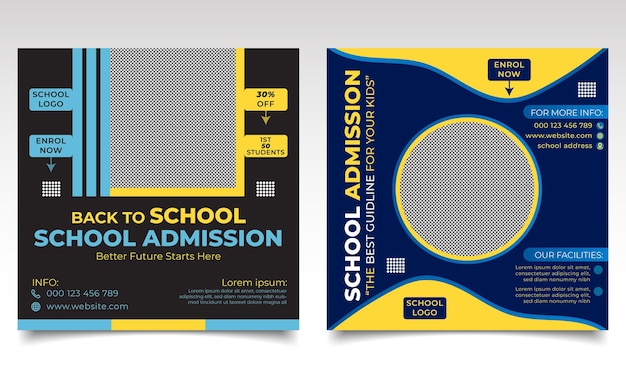 Banner de admissão escolar ou modelo de design de pôster.