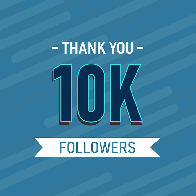 Banner de agradecimento de mídia social vetorial gratuita de 10 mil seguidores ou 10.000 assinantes