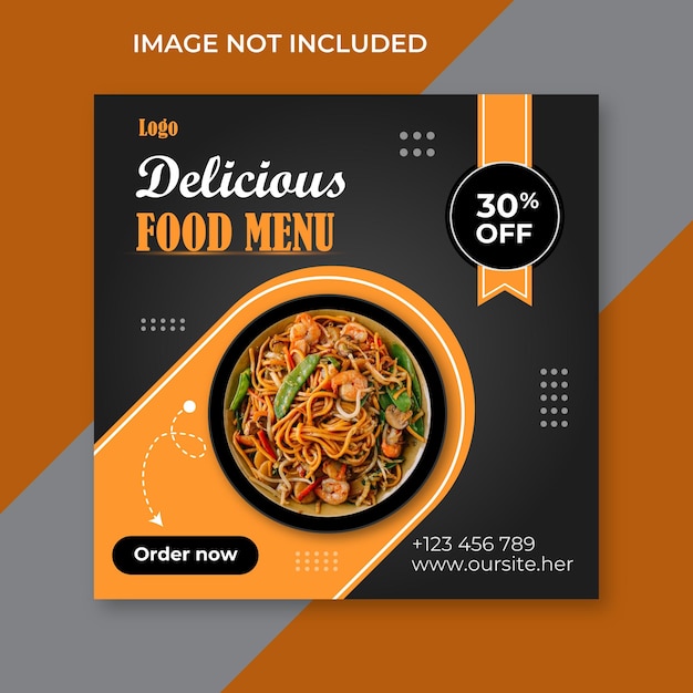 Banner de alimentos modelo de postagem de mídia social mídia social instagram para menu de promoção de alimentos