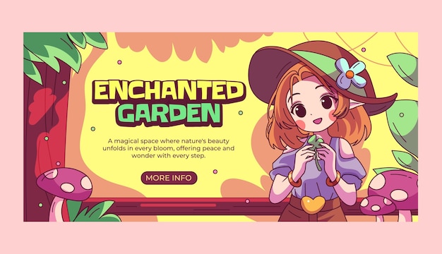 Banner de anime desenhado à mão