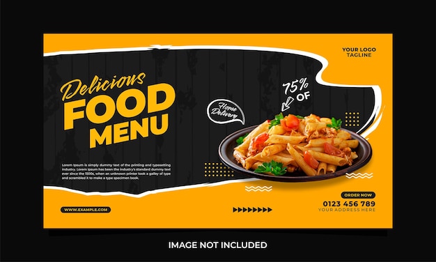 Banner de anúncio de menu de comida quente e delicioso ou modelo de pôster