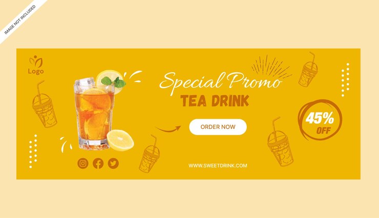 Vetor banner de bebida de chá gelado impressão de loja modelo de design de negócio promocional