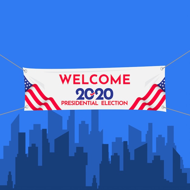 Vetor banner de boas-vindas eleição presidencial de 2020 nos estados unidos vector template design ilustração