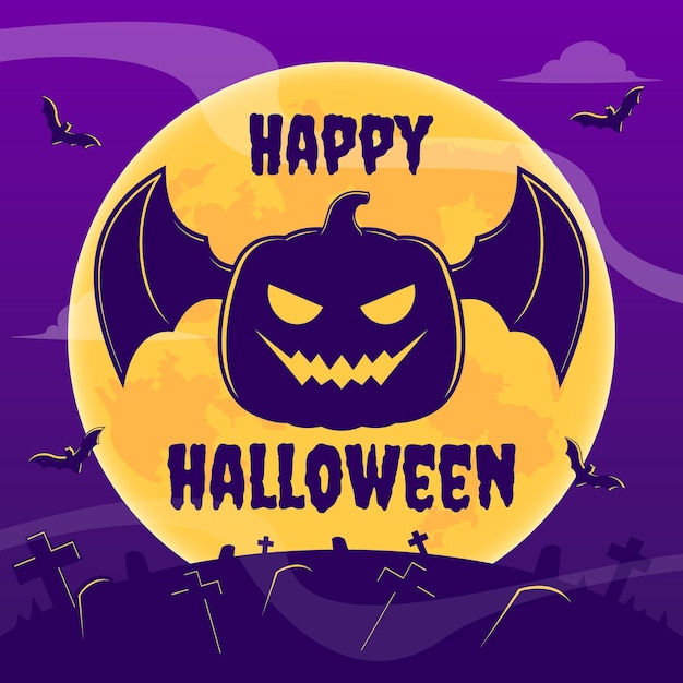 Banner de boas-vindas ilustração de desenho animado de abóbora assustadora de halloween
