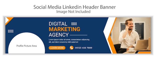 Banner de cabeçalho do LinkedIn Design para agência de marketing digital