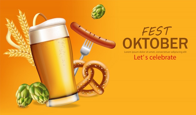 Banner de canecas de cerveja outubro fest